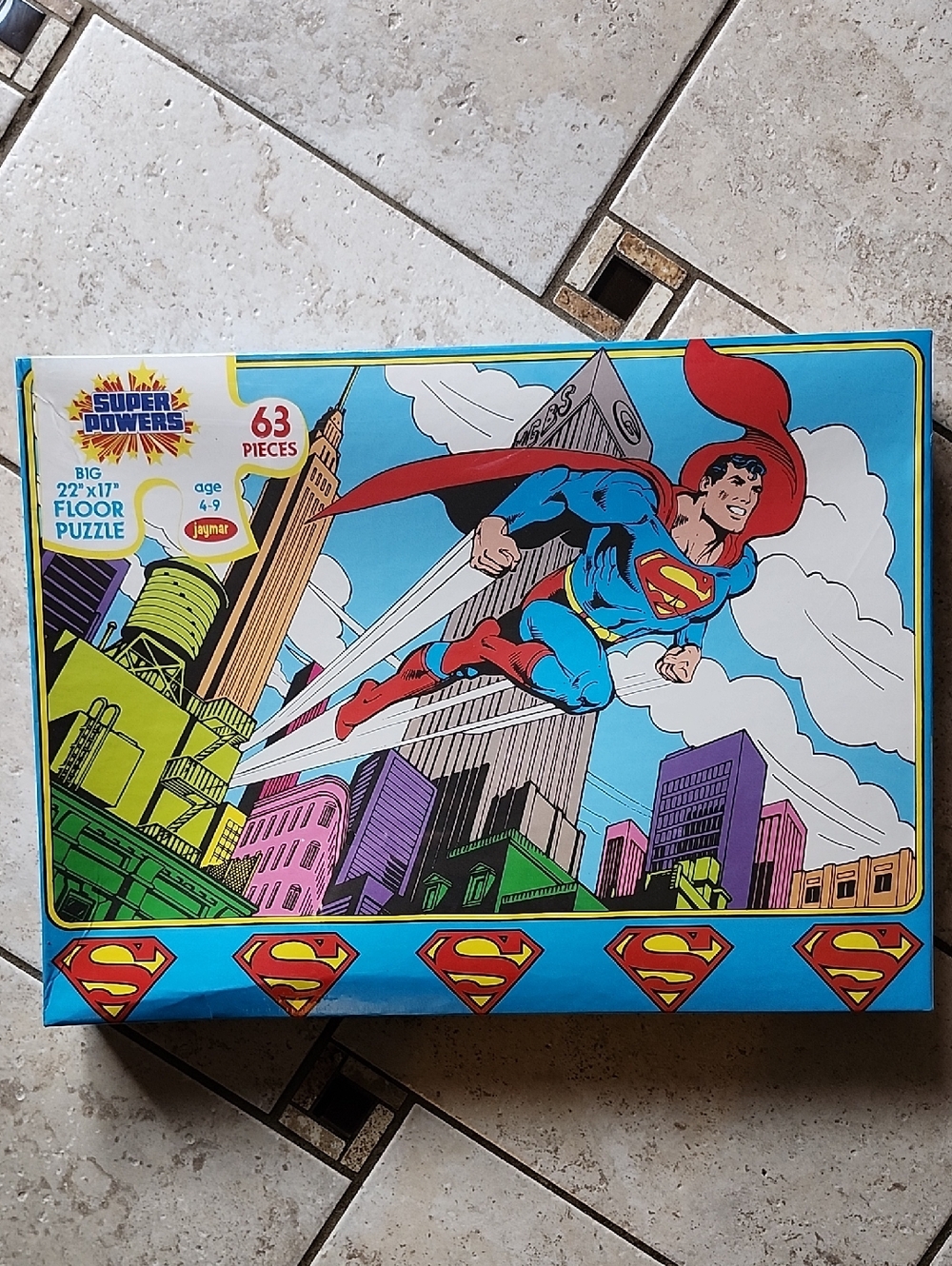 Vtg DC Comics Superman "Super Powers" 63-Piece Floor Puzzle Jaymar Sealed